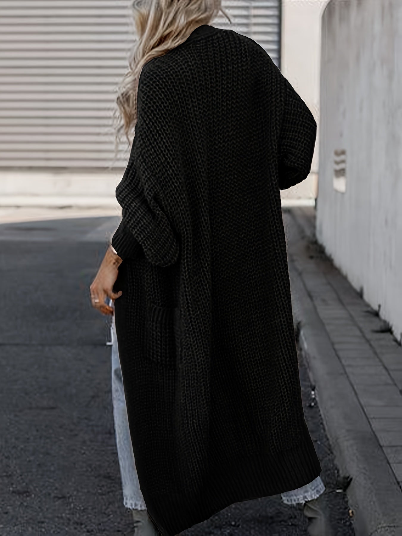 Open Front Pocket Cardigan Long Sleeve Sweater for Fall & Winter