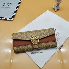 Vintage Style Women's Wallet Set Large Capacity Tri Fold Button Close