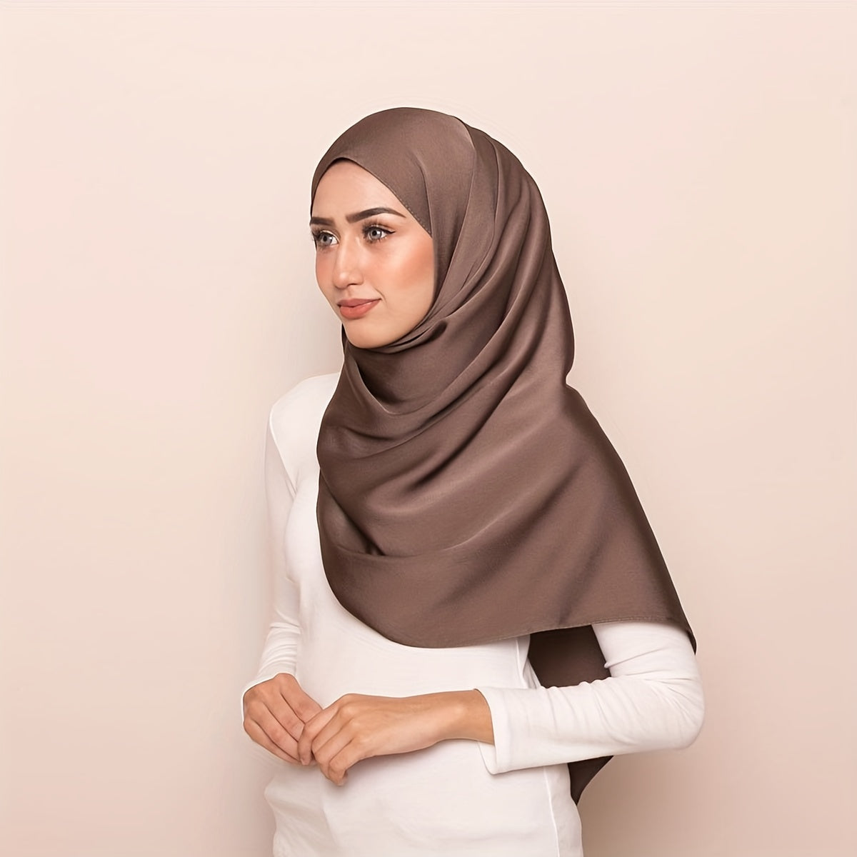 Soft Satin Solid Hijab Headscarf for Women