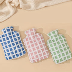 Colorful Plaid Plush Hot Water Bottle 500ml-1500ml