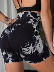Tie Dye Quick Dry Sports Shorts High Waist Butt Lifting Running Summer Shorts