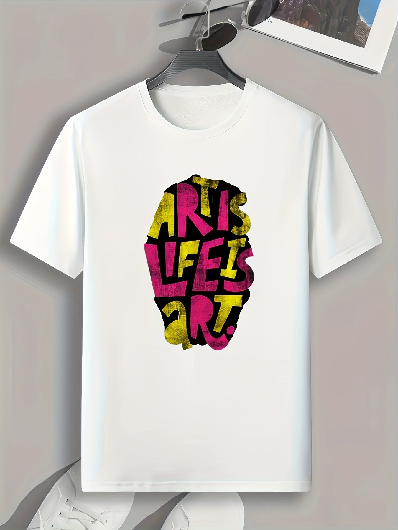 Colorful Letters Print Men's Graphic T-shirt for Summer