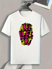Colorful Letters Print Men's Graphic T-shirt for Summer