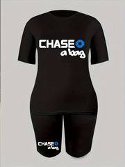 2pcs Summer Sports Suits Letter Graphic Short Sleeve T shirts & Shorts