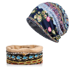 2PC Women Winter Beanie Hat Scarf Set Warm Fleece Lined Snow Knit Ski Cap