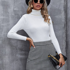 Houndstooth High Waist Skirt Women's Office Wear