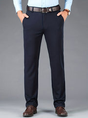 Men's Classic Solid Stretch Dress Pants for Business