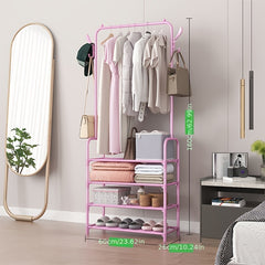 Entrance Coat Rack Foyer Shoe Rack with Storage Shelves