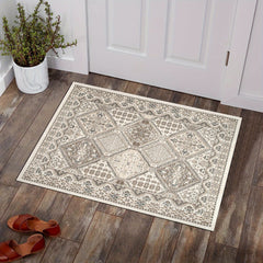 Brown Plaid Totem Print Runner Soft Kitchen Rug Non Slip