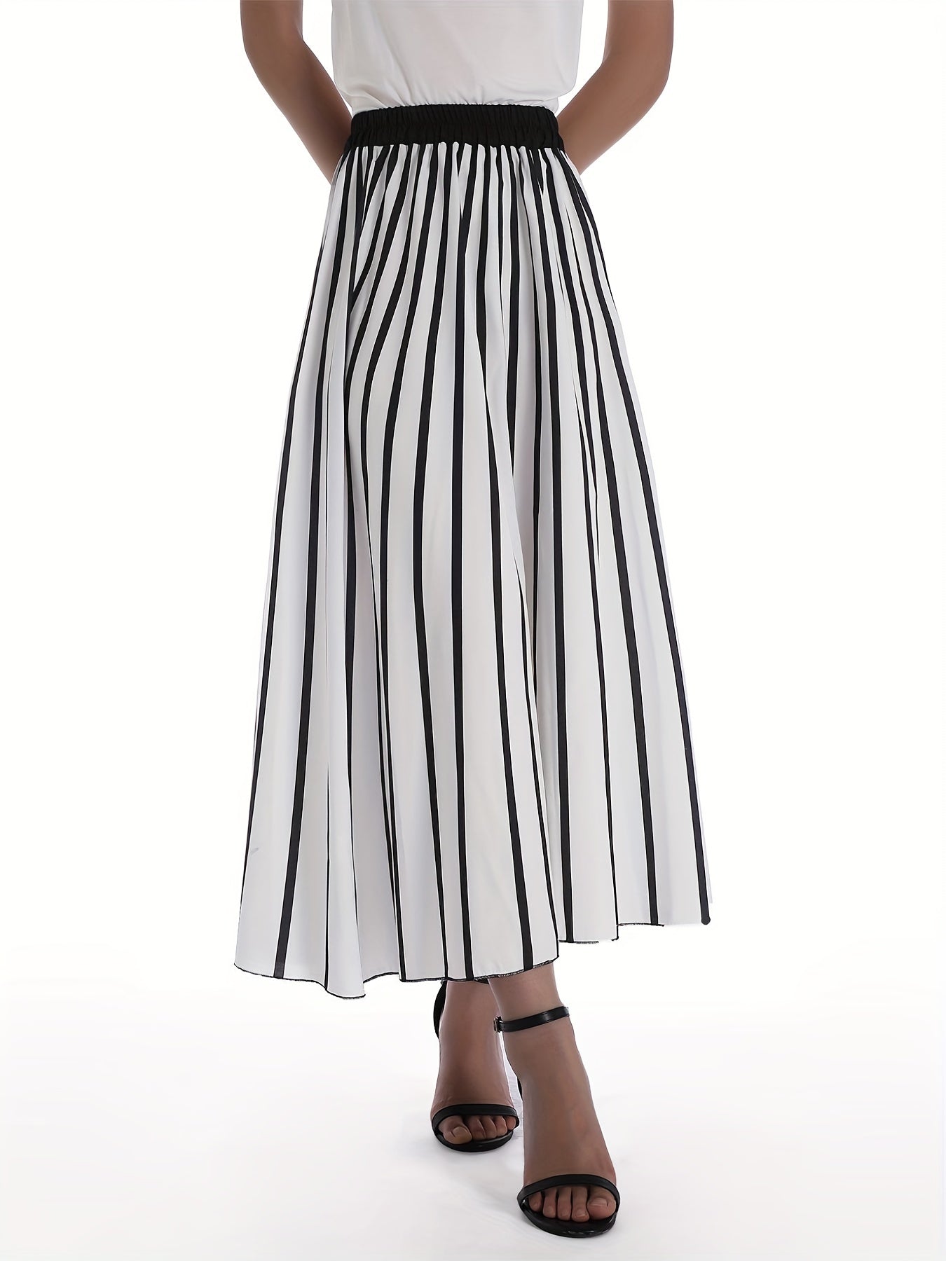 Striped Print Skirts Casual High Waist Versatile Skirts Women's Clothing
