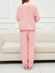 Argyle Pattern Lounge Set Long Sleeve Top & Pants Women's Loungewear