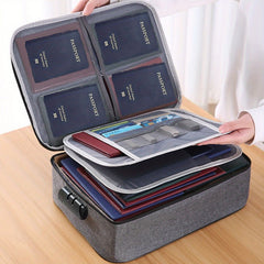 Fireproof 3-Layer Document Bag With Lock & Water Resistant Zipper