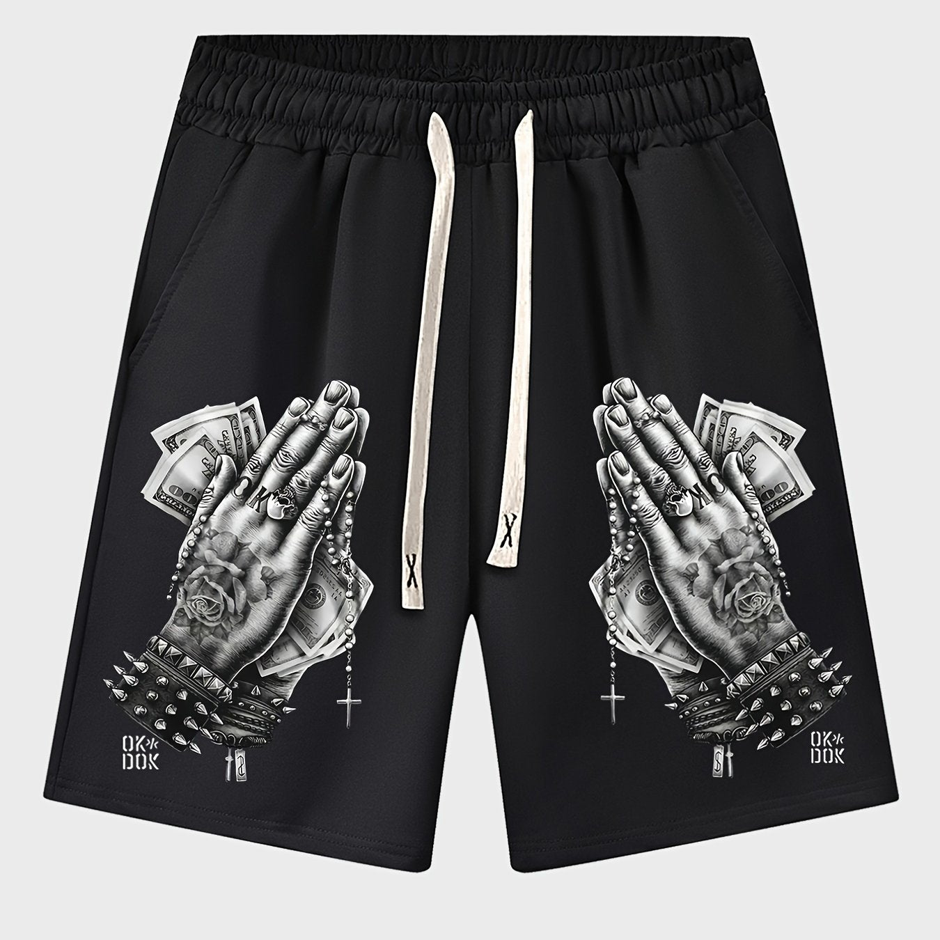 Men's Thin Prayer Hand Print Drawstring Shorts