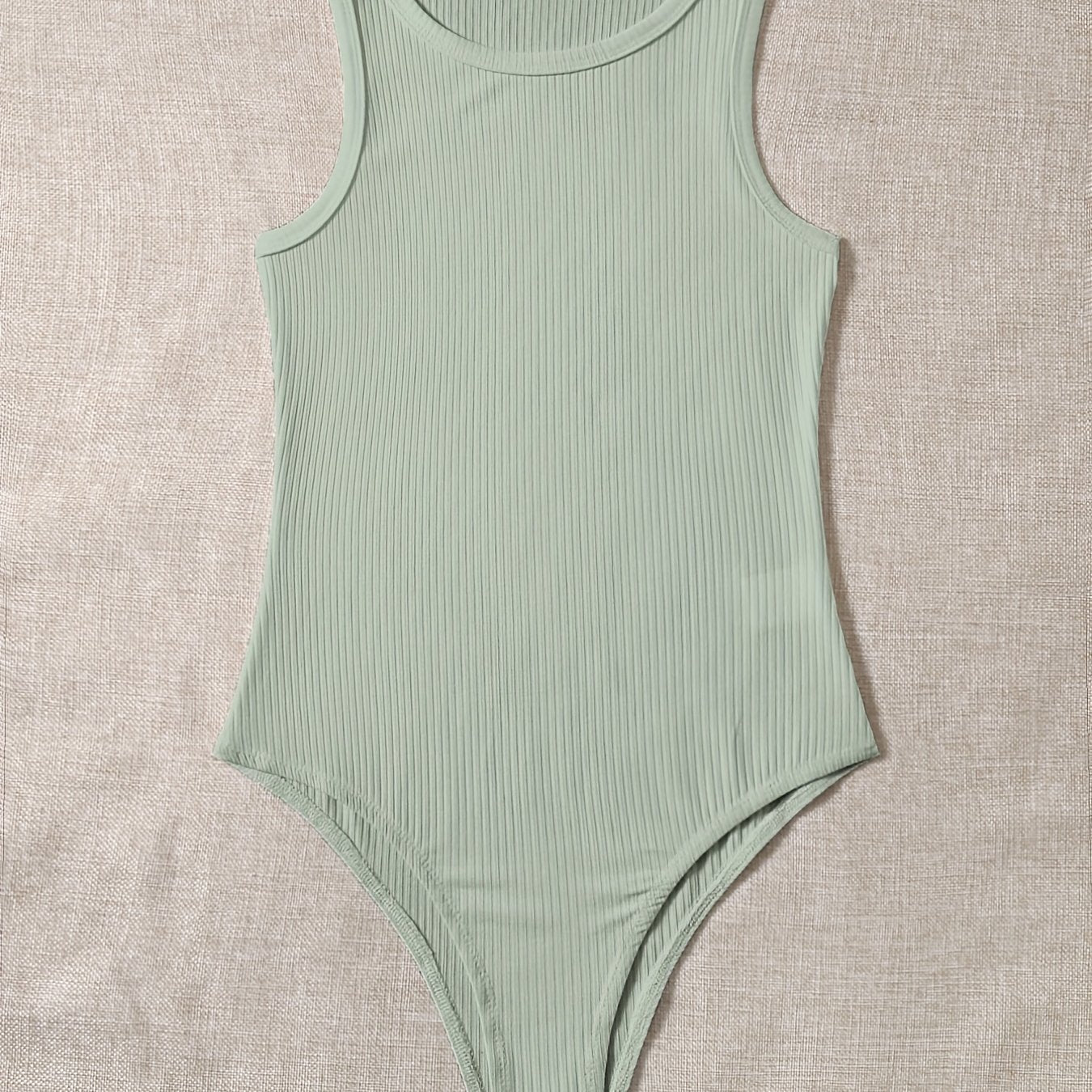 Basic Bodysuit Women's Plus Ribbed Round Neck Bodysuit