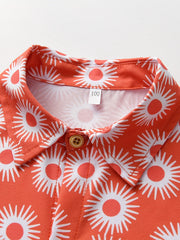 Boys Geometric Print Button Down Short Sleeve Shorts Set