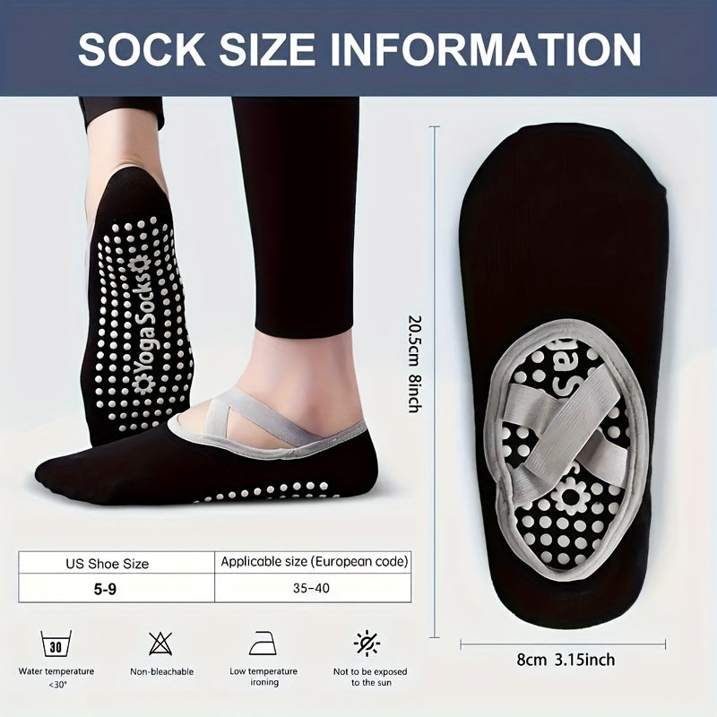 Solid Cross Strap Ankle Socks Non slip Yoga Sports Socks
