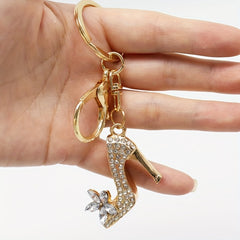 High Heel Shoes Keychain With Rhinestone Decoration