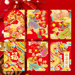 6pcs Chinese New Year Red Packets for Year Of The Dragon Celebrations