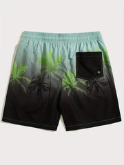Palm Trees Gradient Print Quick dry Men's Swim Trunks