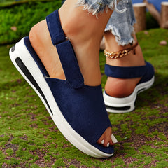 Women's Elastic Strap Flat Sandals Open Round Toe Slip On Slingback Shoes