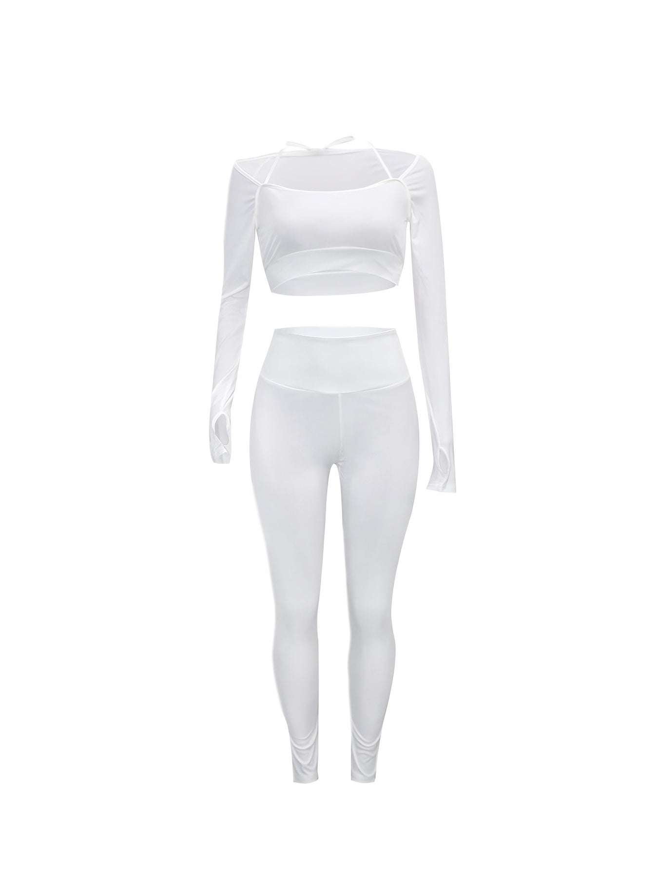 Solid Halter Neck Off Shoulder Shirt & Pencil Pants Set Plus Size