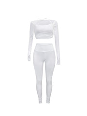 Solid Halter Neck Off Shoulder Shirt & Pencil Pants Set Plus Size
