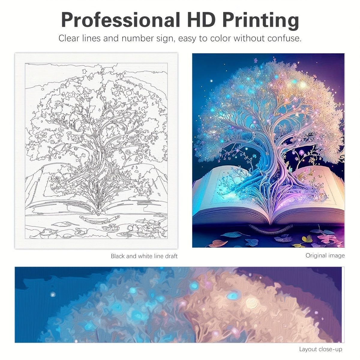 DIY Painting By Numbers Kits Canvas Arts Crafts Home Decor Book Tree 40x50cm