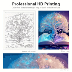 DIY Painting By Numbers Kits Canvas Arts Crafts Home Decor Book Tree 40x50cm