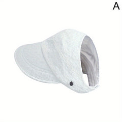 Adjustable Ponytail Visor Hat Flower Embossed Solid Sun Hat Elastic Baseball Cap