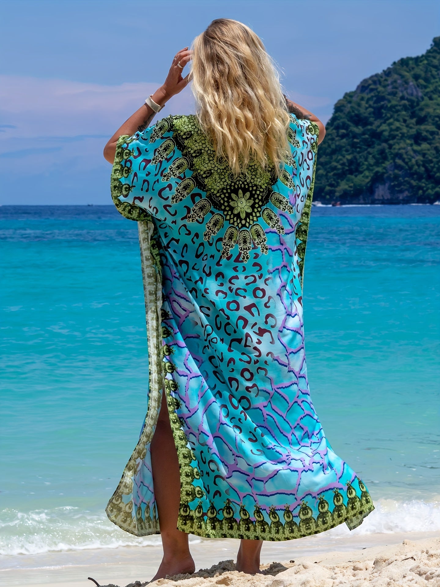 Boho Cover Up Women's Leopard Print Beach Cover Up Dress