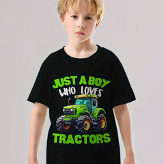 TRACTOR LOVER Print Boy's Short Sleeve T shirt