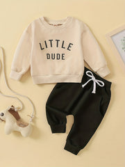 Baby Boy Fall Winter 2Pcs Set Crew Neck Sweatshirt Tops Pants Outfits