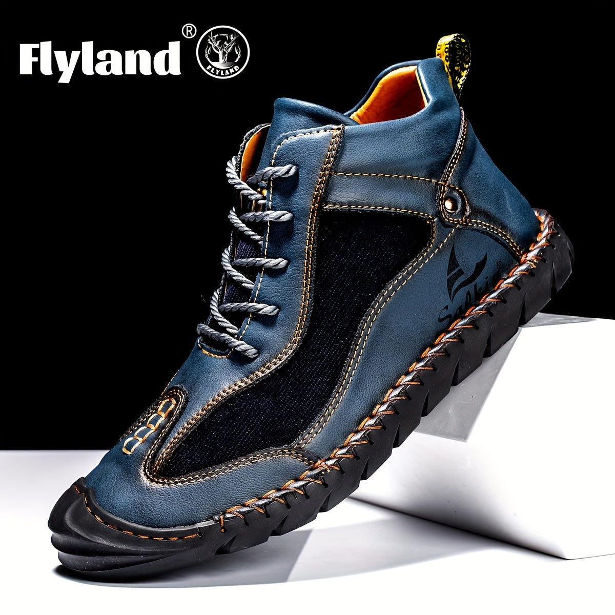 FLYLAND Men's Retro Casual Lightweight Ankle Boots Rubber Sole