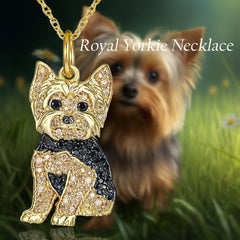 Royal Yorkie Rhinestone Pet Pendant Necklace