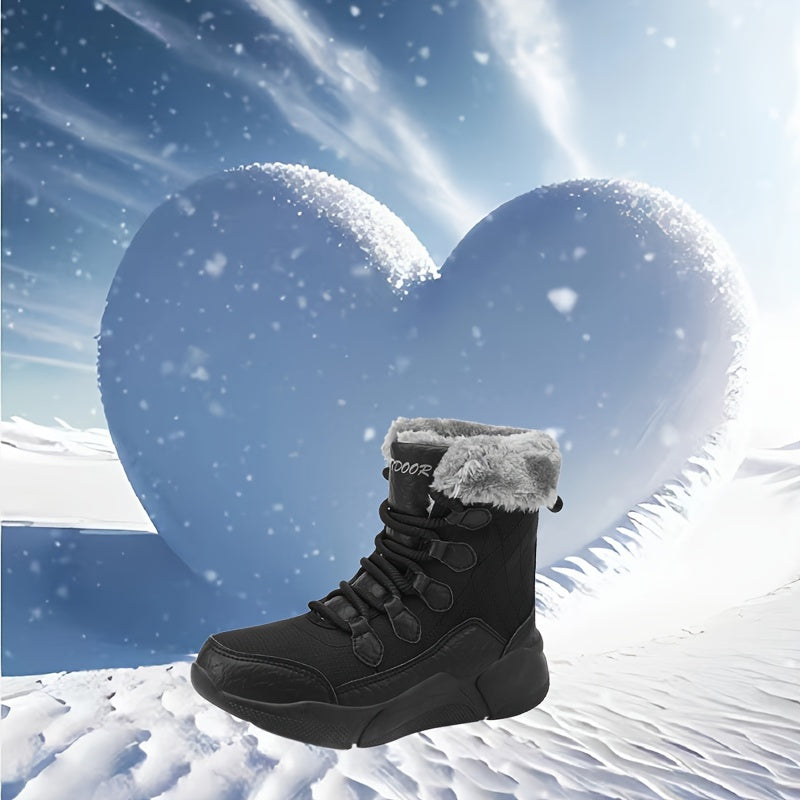 Women's Winter Snow Boots Plush Inner Thermal Comfort Lace-up Hiking Boots