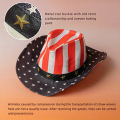 American Flag Sailor Vintage Cowboy Hat Summer Sunshade Outdoor Western