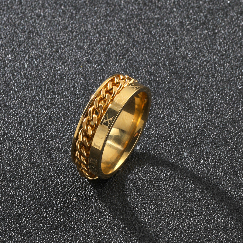 Men's Rotatable Roman Numeral Band Ring