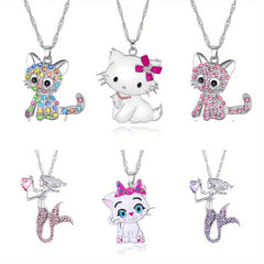 6pcs Pastel Crystal Necklaces for Teen Girls