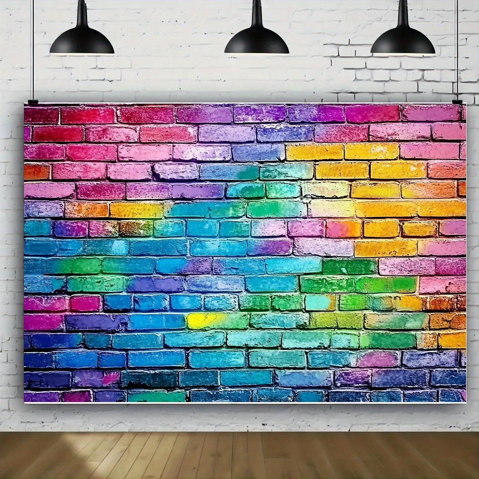 Colorful Brick Wall Backdrop for Events with Tripod Stand