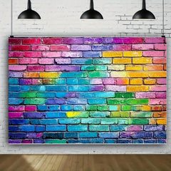 Colorful Brick Wall Backdrop for Events with Tripod Stand