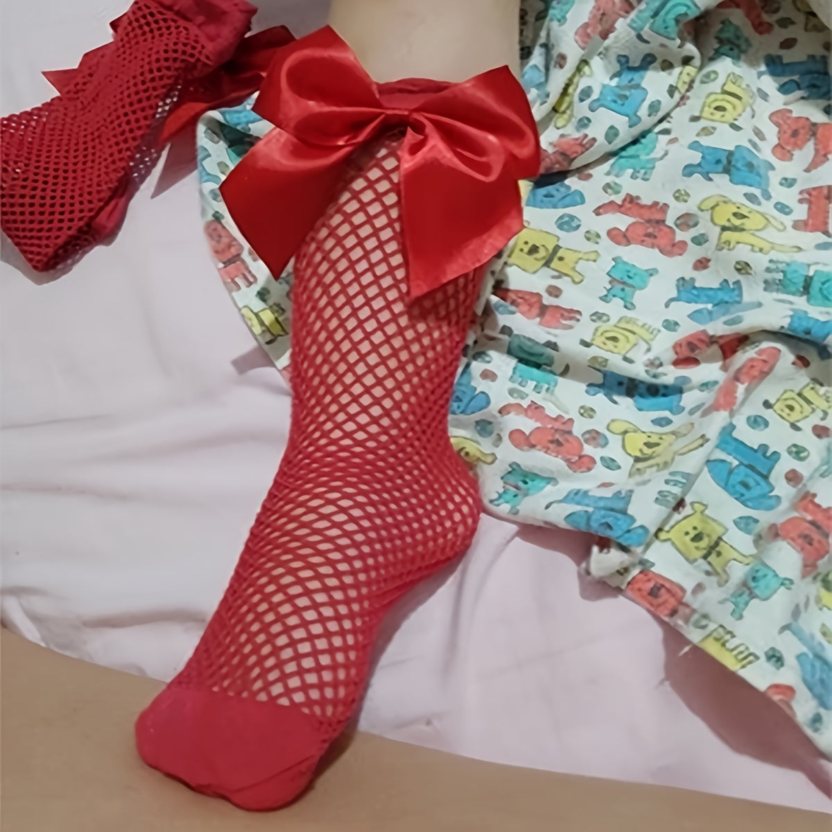 Girls Fishnet Socks with Bow Accessory for Summer