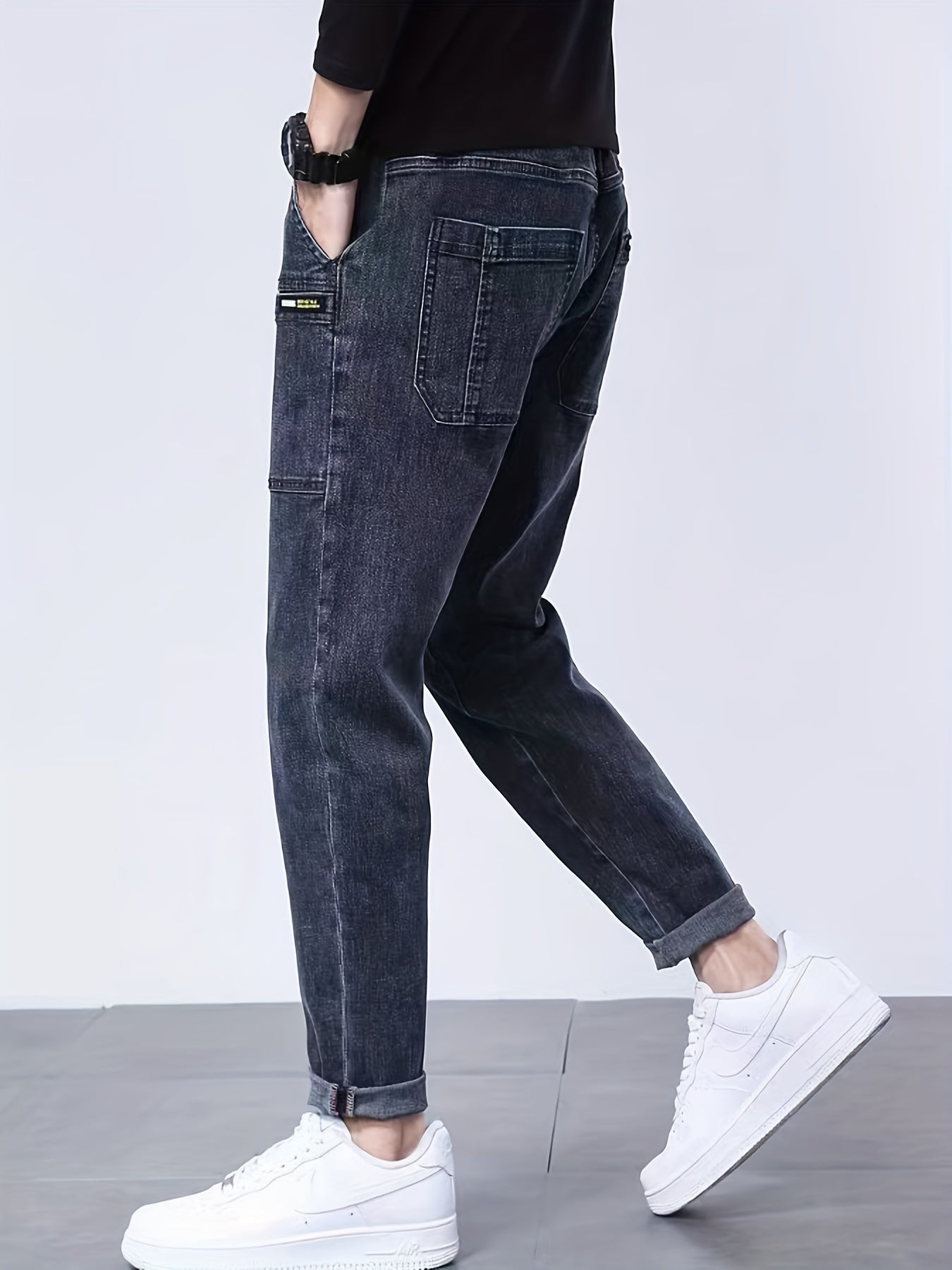 Men's Casual Denim Harem Pants w/ Pockets