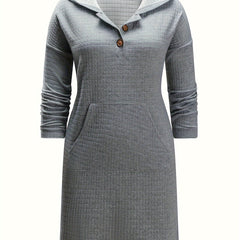 Waffle Hooded Sweatshirt Dress