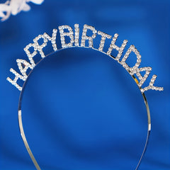 Happy Birthday Headband For Girls Princess Crown Rhinestone