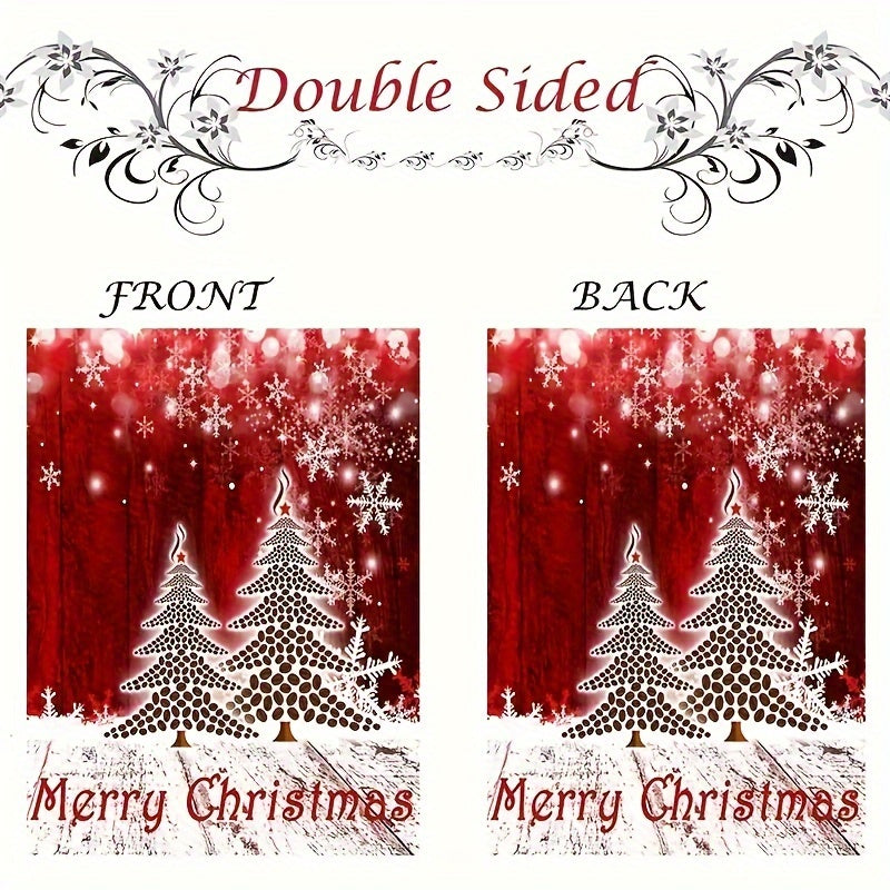 1pc Merry Christmas Garden Flag Red Christmas Tree Pattern 12in 18in