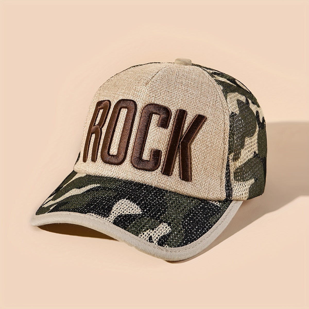 Embroidered Alphabet ROCK Baseball Cap Outdoor Sunscreen Cap