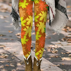 Leaf Print High Rise Leggings