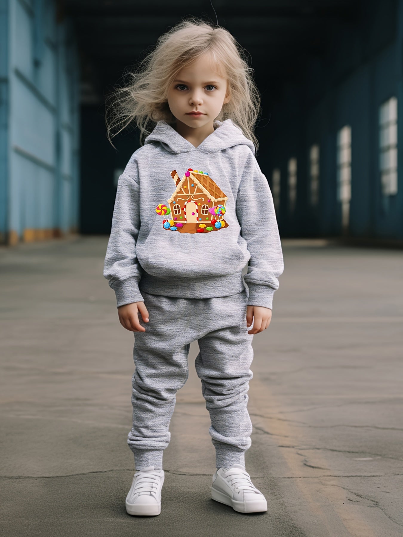 OERYUI Kids 2pcs Cake House Print Activewear Set for Spring Fall