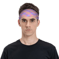Men's Pastel Purple Pink Gradient Headband for Gym Running Soft Stretch Fit