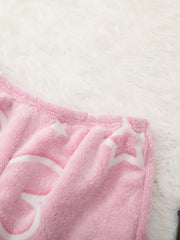 Star Pattern Plush Pajama Set Sleeveless Crop Top & Loose Pants